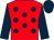 Red, dark blue spots, sleeves and cap