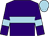 purple, light blue hoop, light blue armlets and cap