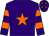 Purple, orange star, hooped sleeves and stars on cap