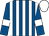 Royal blue and white stripes, royal blue sleeves, white armlets, white cap
