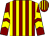 Maroon and yellow stripes, chevrons on sleeves