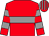 Red, grey hoop, hooped sleeves, striped cap