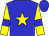 blue, yellow star, yellow sleeves, blue armlets, blue cap
