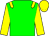 Big-green body, yellow epaulettes, yellow arms, yellow cap