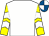 White, yellow and white chevrons on sleeves, royal blue and white quartered cap