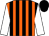 Orange and black stripes, white sleeves, black cap