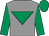 Grey, emerald green inverted triangle, sleeves and cap