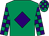 Emerald green, purple diamond, checked sleeves and cap