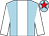 Light blue, white stripe and sleeves, light blue cap, red star