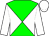 green, white diabolo, white sleeves, white cap