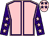 Pink, purple seams, purple sleeves, pink stars, pink cap, purple stars