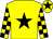 Yellow, black star, check sleeves, black star on cap