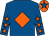 ROYAL BLUE, orange diamond, orange stars on sleeves, orange cap, royal blue star