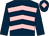 Dark blue & pink chevrons, dark blue sleeves, dark blue cap, pink diamond