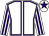White, purple seams, striped sleeves, purple star on cap