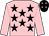 Pink, black stars, pink sleeves, black cap, pink stars