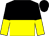 Black and yellow halved horizontally, halved sleeves, black cap
