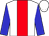 White, red stripe, blue sleeves