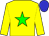 yellow, green star, blue cap