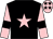 Black, pink star, pink sleeves, black armlets and stars on pink cap