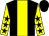 Black, yellow stripe, yellow sleeves, black stars, black cap
