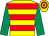 Yellow, red hoops, emerald green sleeves