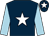 Dark blue, white star, light blue sleeves, dark blue cap, white star