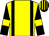 Yellow, black braces, black sleeves, yellow armlets, striped cap