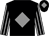 Black, grey diamond, grey and black striped sleeves, black cap, grey diamond