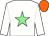 White, light green star, orange cap