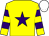 Yellow, purple star, hooped sleeves, white cap