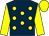 Dark blue, yellow spots, sleeves and cap