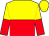 yellow, red halved horizontally, halved sleeves, yellow cap