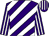 purple and white diagonal stripes, striped sleeves and cap