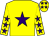 yellow, purple star, purple stars on sleeves, purple stars on cap