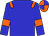 Blue body, orange epaulettes, blue arms, orange armlets, orange cap, blue quartered