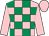 Pink and emerald green check, pink sleeves and cap