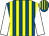 Royal blue and yellow stripes, white sleeves
