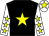 Black, yellow star, white sleeves, yellow stars, white cap, yellow star