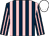 Dark blue and pink stripes, white cap