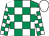 Emerald green and white checks, white cap