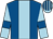 Royal blue, light blue stripe, light blue sleeves, royal blue armlets, striped cap