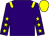 Purple, yellow epaulets, purple sleeves, yellow stars and cap