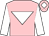 Pink, white inverted triangle, sleeves and diamond on cap