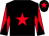 Black, red star, red and black diabolo on sleeves, black cap, red star