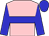 pink, blue hoop and sleeves, blue cap