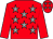 Red, grey stars, Red sleeves, grey stars on cap