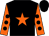 Black, orange star, orange sleeves, black spots