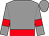 Grey body, red belt, grey arms, red armlets, grey cap