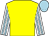Yellow body, white arms, soft blue striped, soft blue cap